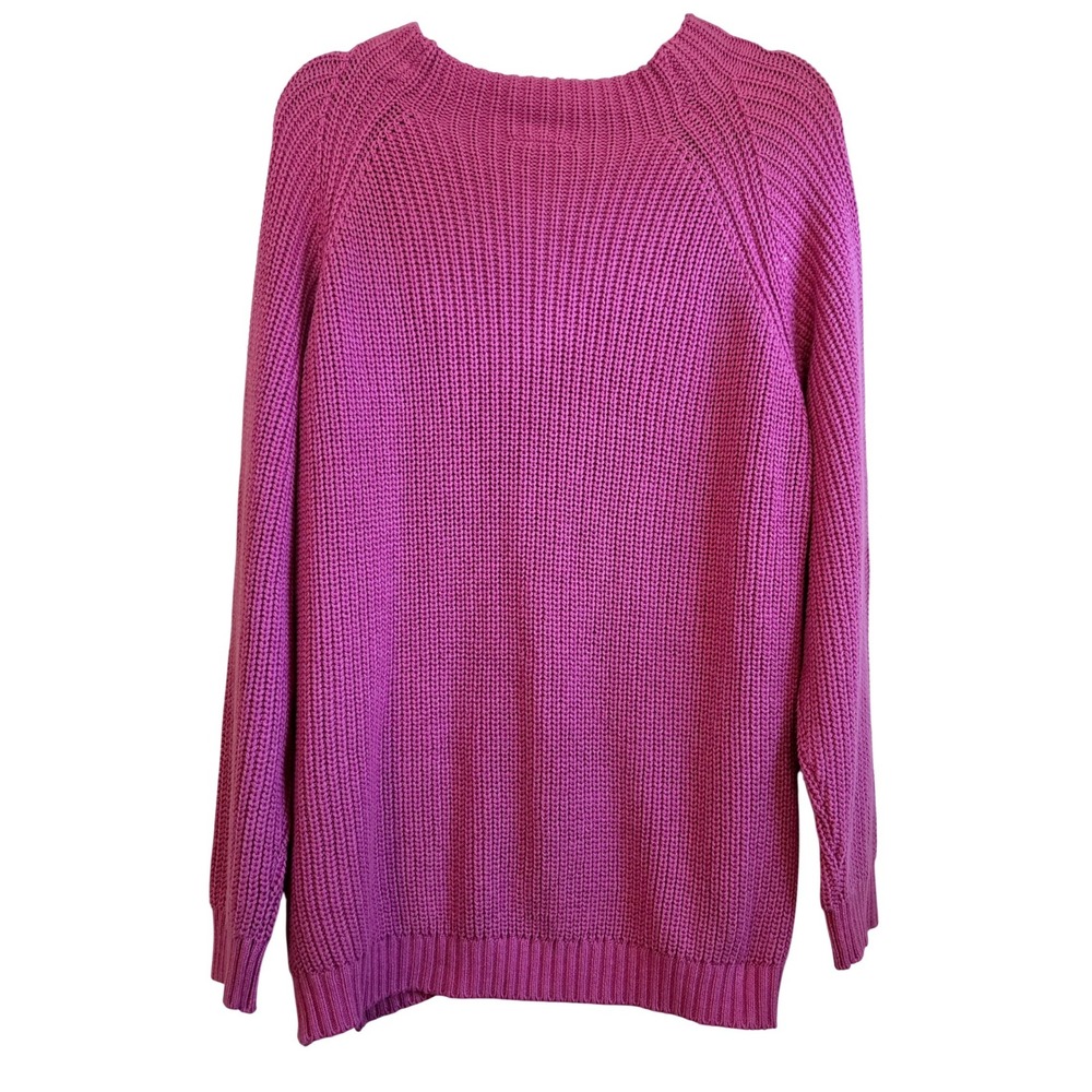 St Johns Bay NWT Fishermans Womens XXL Party Pink Cable Knit Button Side Sweater - Picture 9 of 11